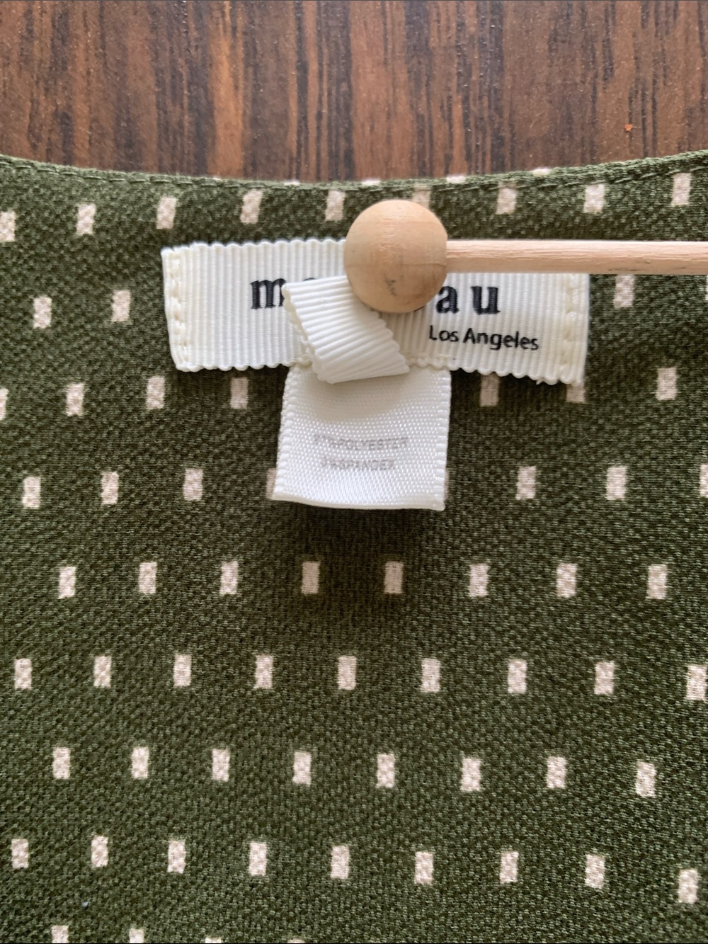 Monteau  Los Angeles Olive Dot V-Neck Midi Dress - Picture 4 of 8